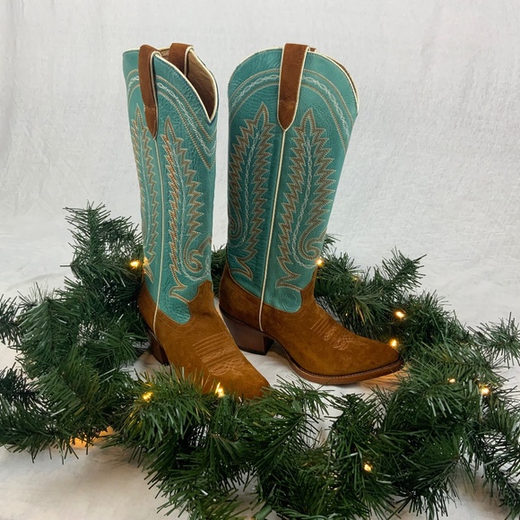 Ariat Ambrose Penny Turquoise Tall Cowboy Boots — Women’s 7B — NEW - Picture 1 of 4